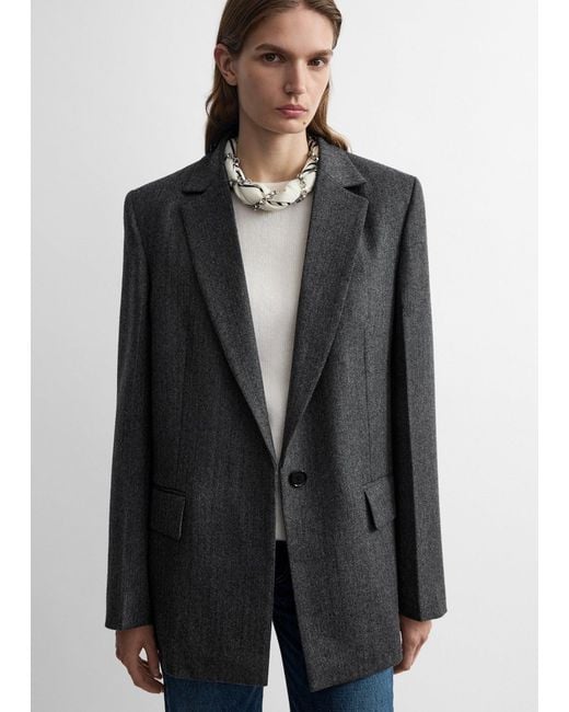 Totême  Blue Herringbone Blazer Melange