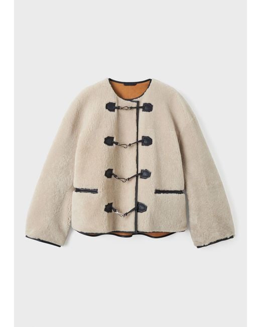 Totême  Natural Teddy Shearling Clasp Jacket