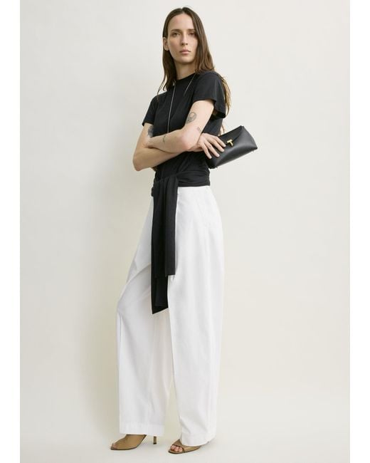 Totême White Mini T-Lock Leather Clutch