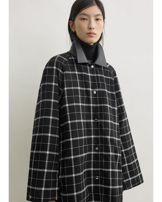 Totême Black Windowpane Country Coat