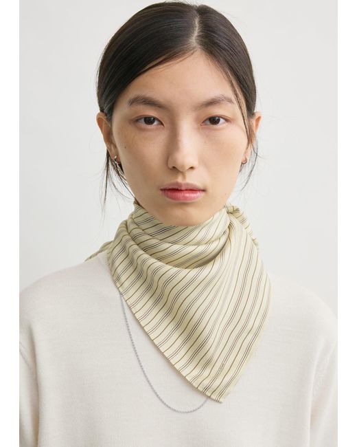 Totême Natural Striped Silk Scarf