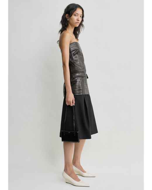 Totême Black Strapless Croco-Embossed Pocket Top