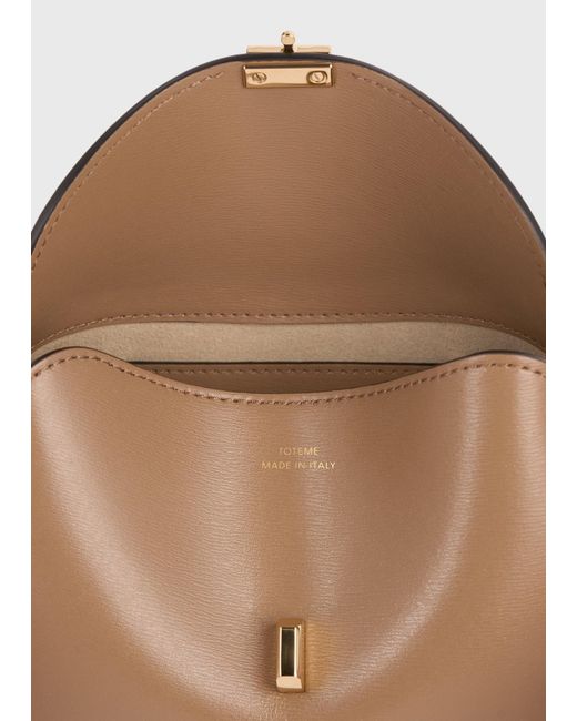 Totême White Mini T-Lock Leather Clutch