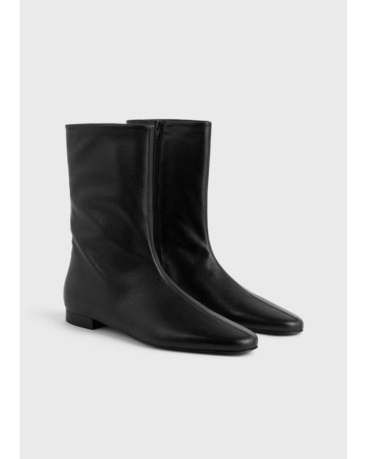 Totême  Black Grained-Leather Ankle Boots