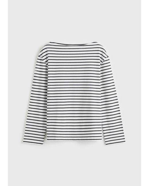 Totême  Gray Stripe Jersey Long-Sleeve Tee