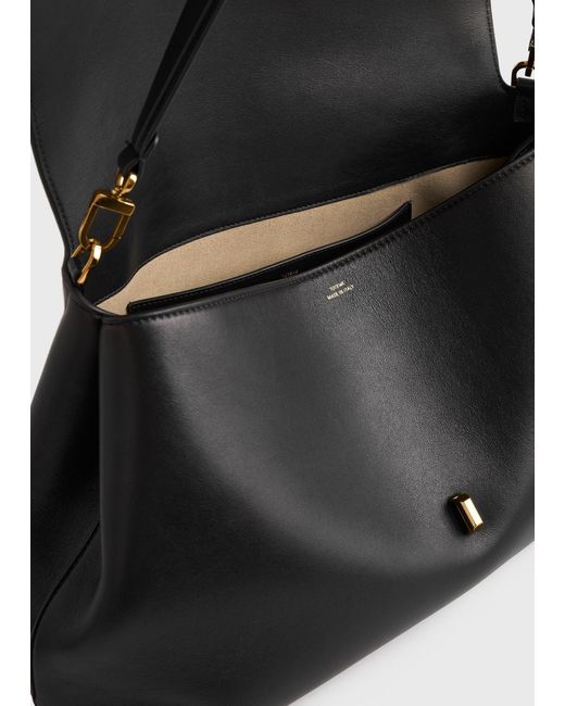 Totême  Black T-Lock Leather Satchel