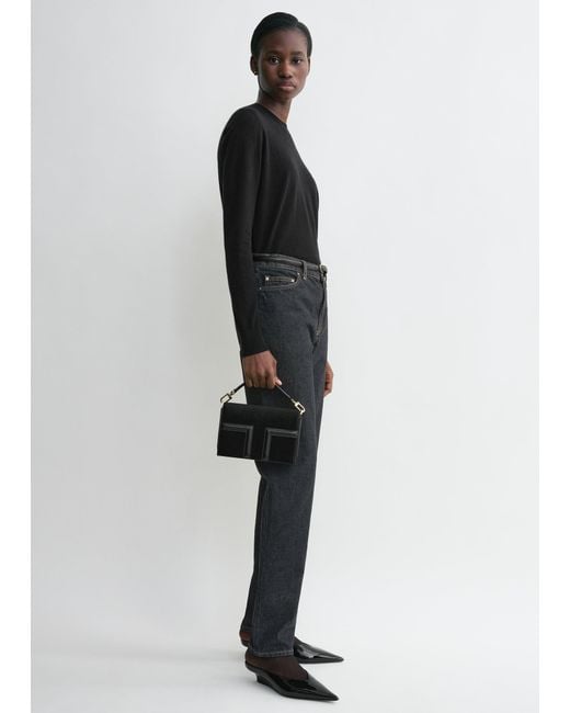 Totême Black Mini T-Flap Pony Hair Bag