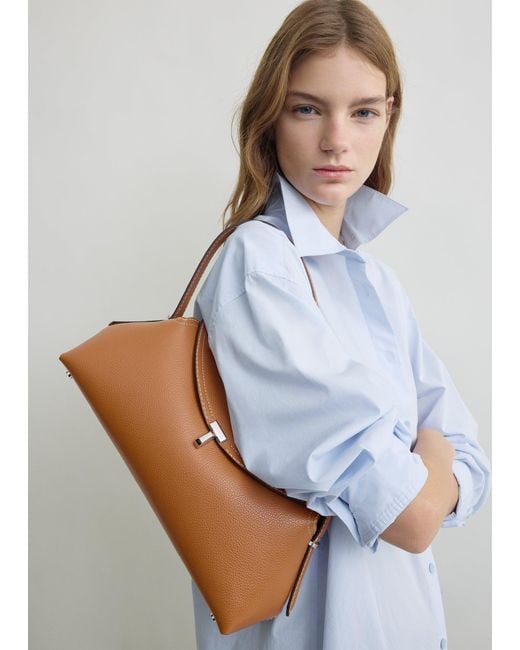Totême  White T-Lock Grained-Leather Shoulder