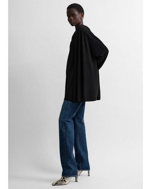 Totême Black Asymmetric Draped Blouse Petite