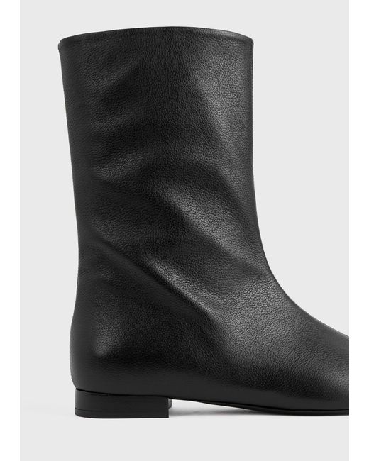 Totême  Black Grained-Leather Ankle Boots