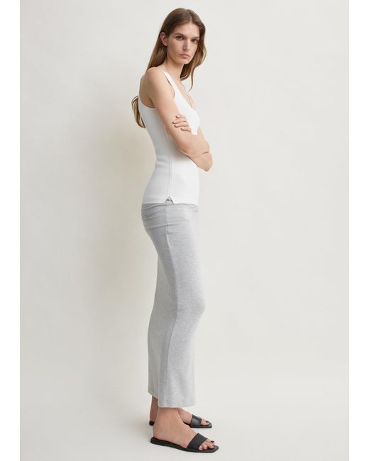 Totême White Draped Jersey Skirt Pale Mélange