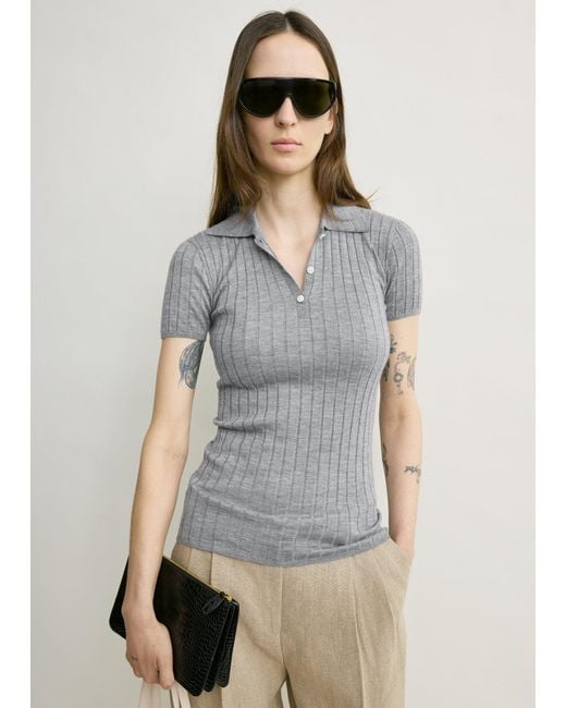 Totême Natural Ribbed Cashmere Silk Polo