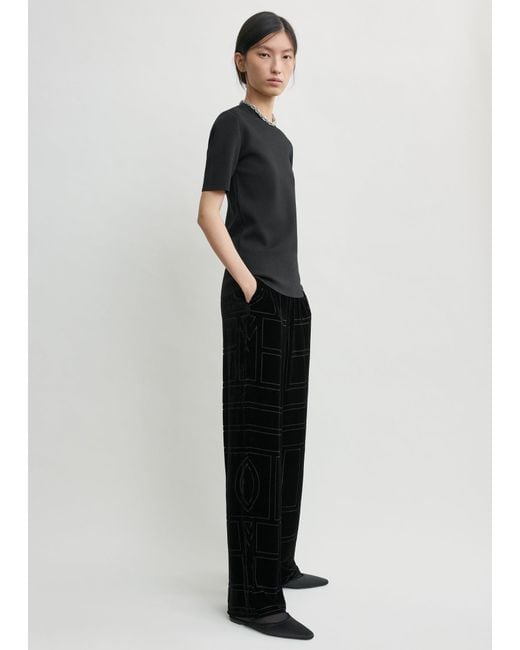 Totême  Black Monogram Devoré Pj Bottoms