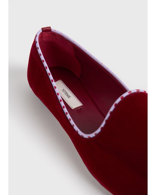 Totême Red Velvet Venetian Slippers