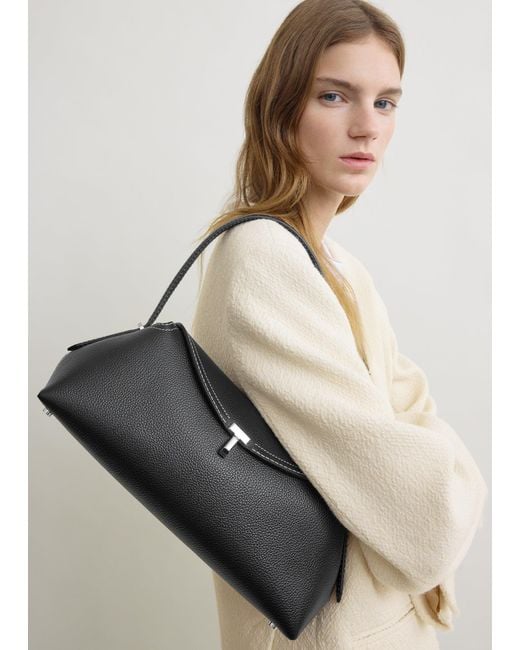 Totême  Black T-Lock Grained-Leather Shoulder
