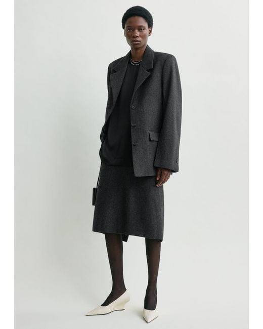 Totême Black Twill Suit Jacket Charcoal