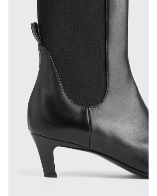 Totême  Black Leather Mid-Heel Boots