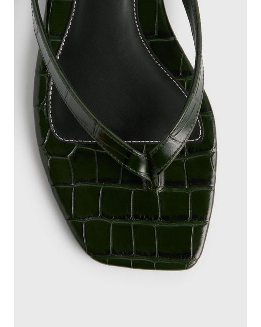 Totême  White Croco-Embossed Flip Flops
