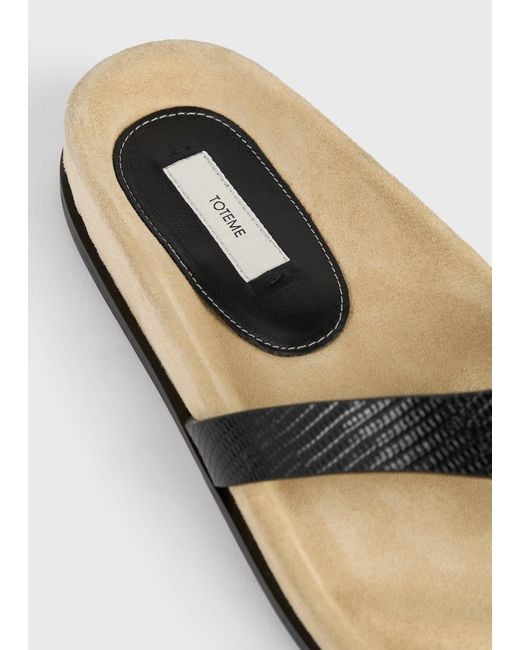 Totême White Contoured Lizard-embossed Flip Flops
