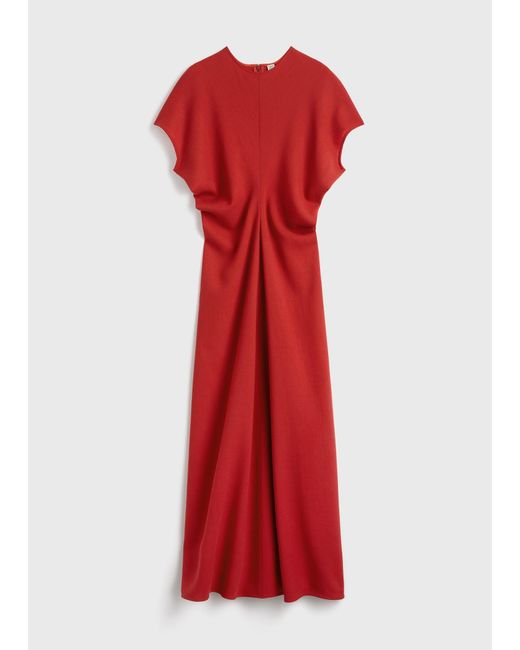 Totême Red Slouch Waist Wool Dress