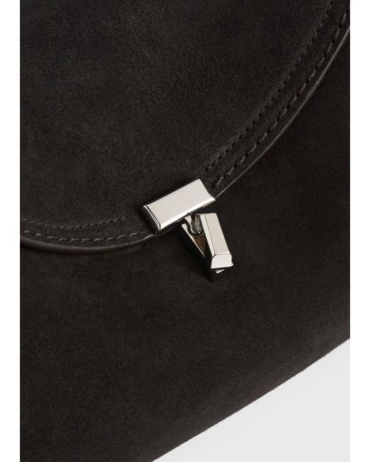 Totême Black T-Lock Suede Clutch