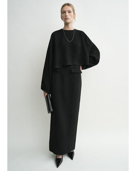 Totême Black Cropped Sablé Blouse