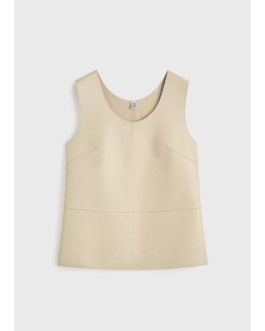 Totême  White Scoop-Neck Leather Top