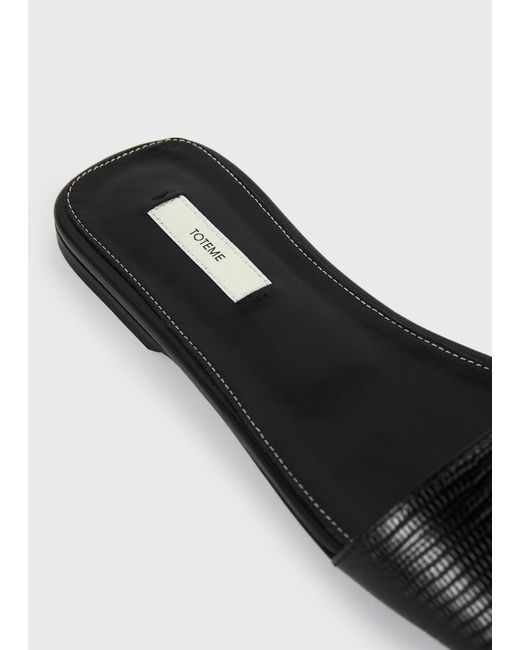 Totême White Slim Lizard-Embossed Bandeau Slides