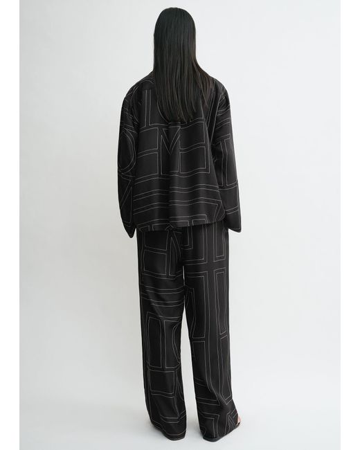 Totême Black Monogram Silk Pj Top