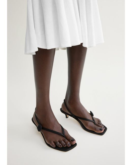 Totême  Black Slingback Satin Flip Flops