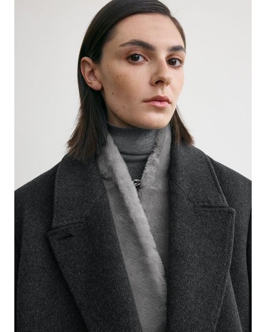 Totême  Gray Shearling Tuxedo Scarf