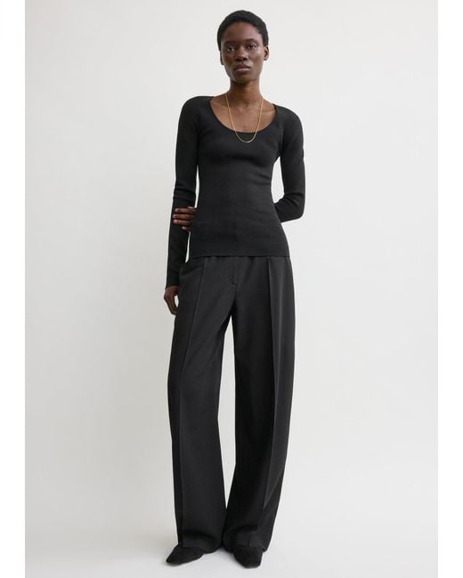 Totême Black Compact Knit Top