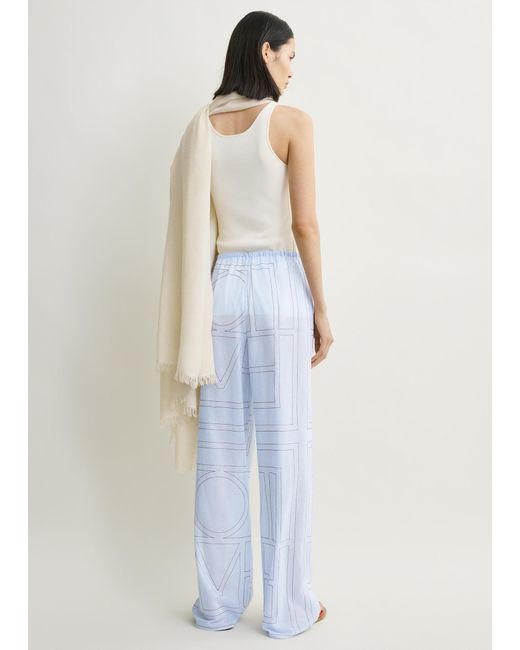 Totême  White Monogram Cotton-Blend Pj Bottoms