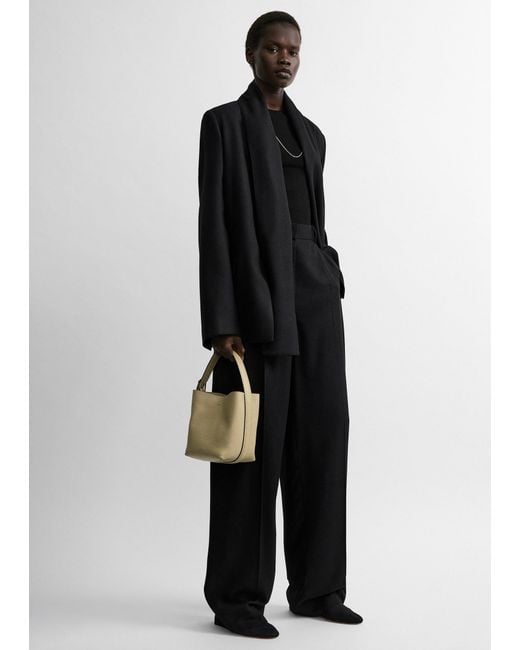 Totême Metallic Small Belted Grained-Leather Tote