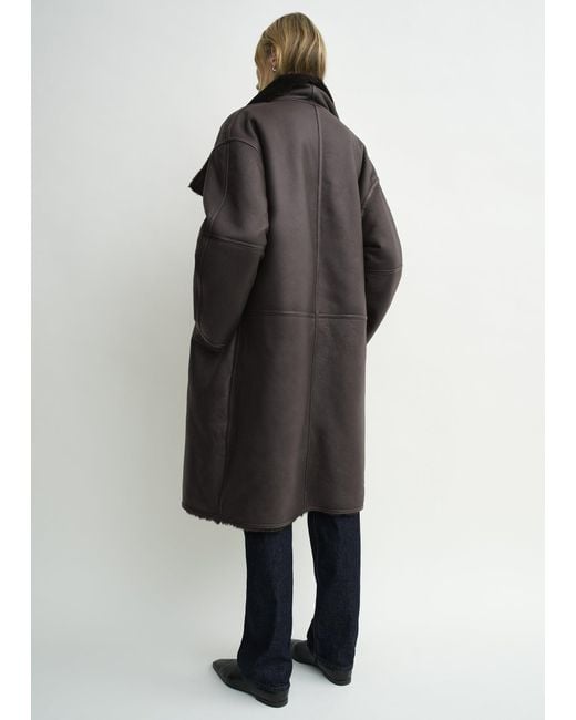 Totême  Black Shearling Wrap Coat