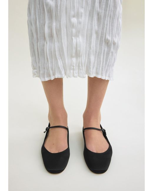Totême White Slingback Satin Mary Janes