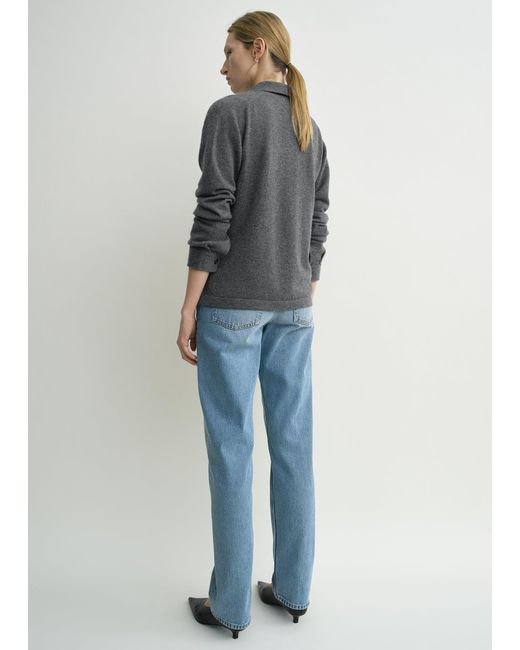 Totême Blue Raglan-Sleeve Cashmere Cardigan Dark