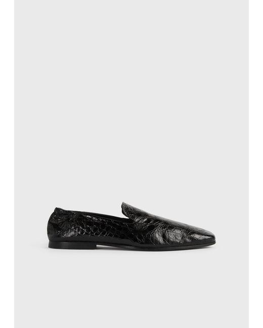 Totême White Soft Croco-Embossed Loafers