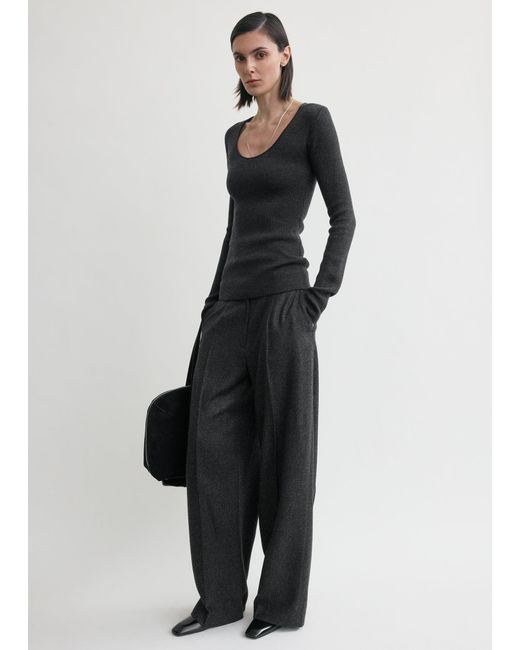 Totême Multicolor Compact Knit Top Charcoal