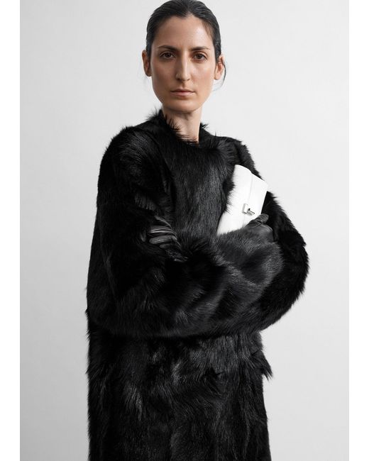 Totême Black Structured Shearling Coat