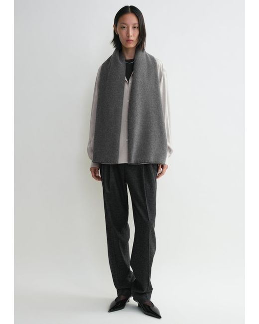 Totême  Gray Wide Classic Wool Scarf Mid