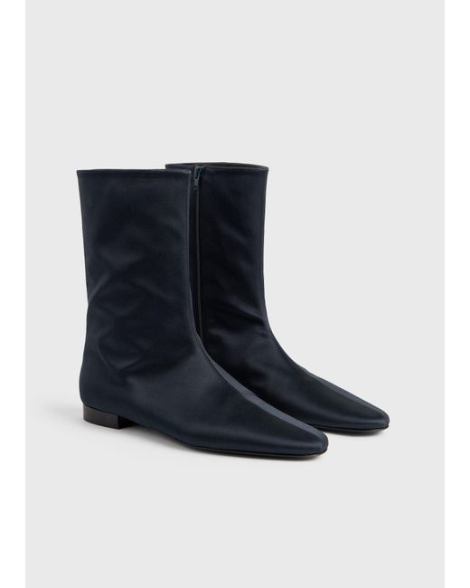 Totême  Blue Satin Ankle Boots