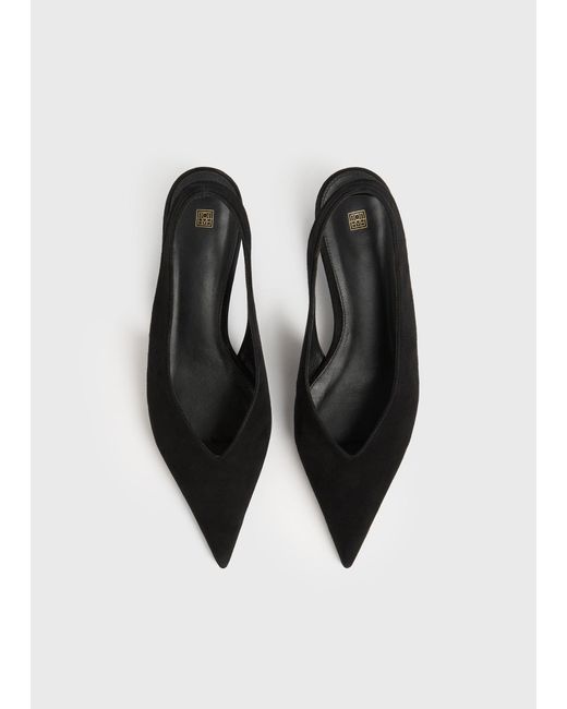 Totême White Wedge-Heel Suede Slingbacks