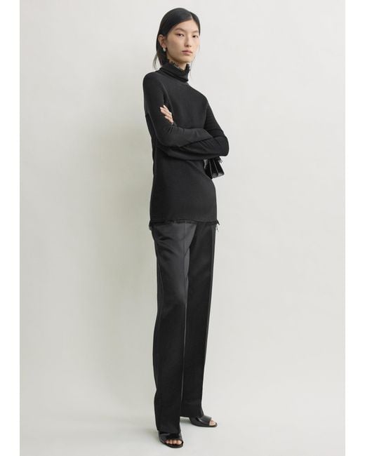 Totême Black Frayed-Edge Slim Top