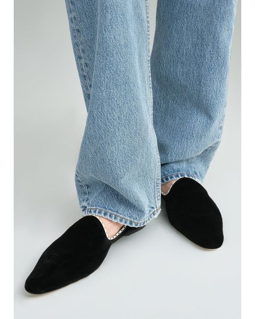 Totême White Velvet Venetian Slippers