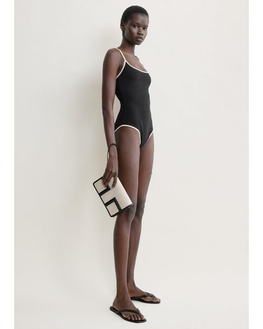 Totême  White Stripe Edge Swimsuit
