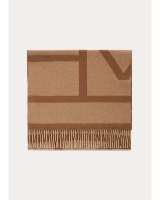 Totême  Natural Monogram Jacquard Wool Scarf Camel