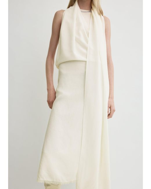 Totême  White Fringed Scarf Dress