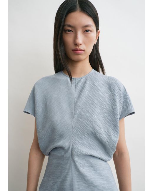 Totême Blue Slouch Waist Crinkled Dress