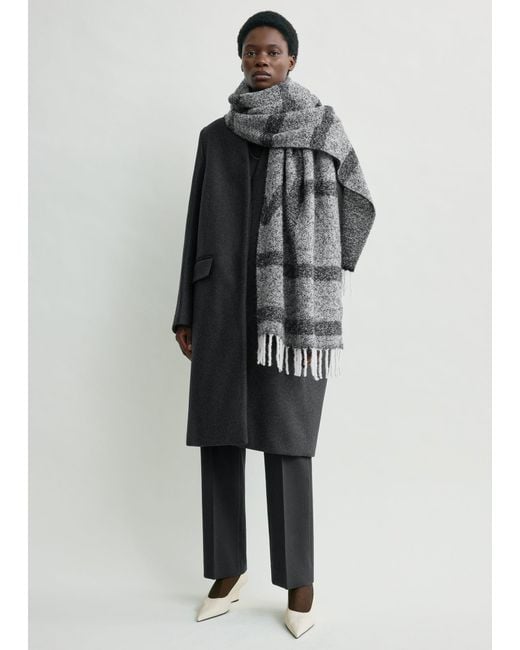 Totême Gray Monogram Jacquard Scarf